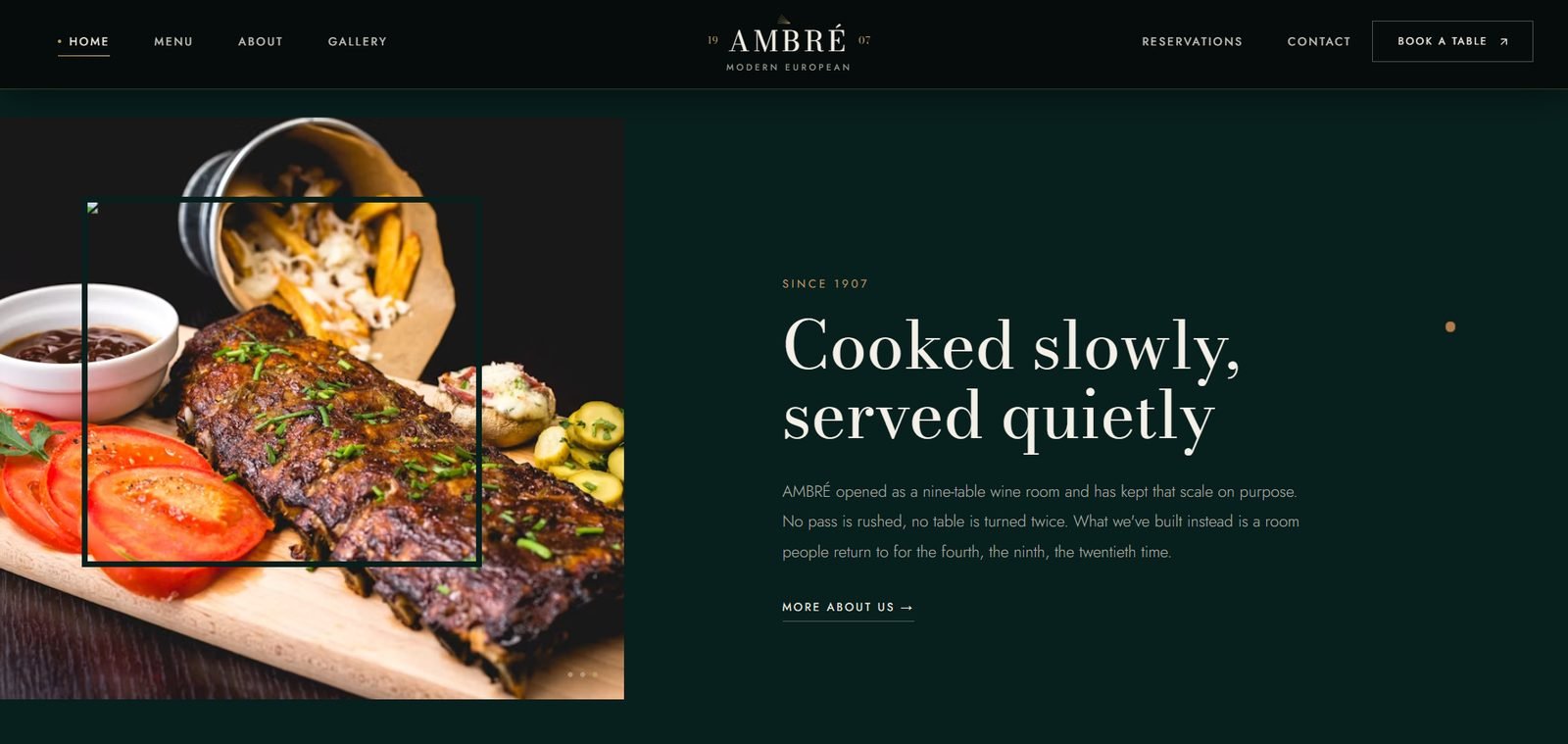 Amber Restaurant website screenshot 11