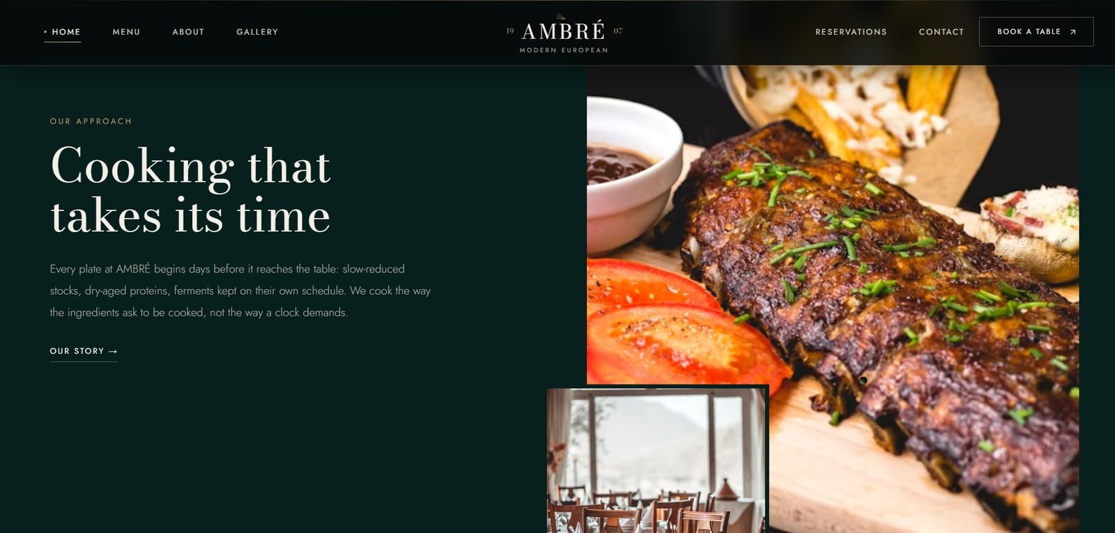 Amber Restaurant website screenshot 3