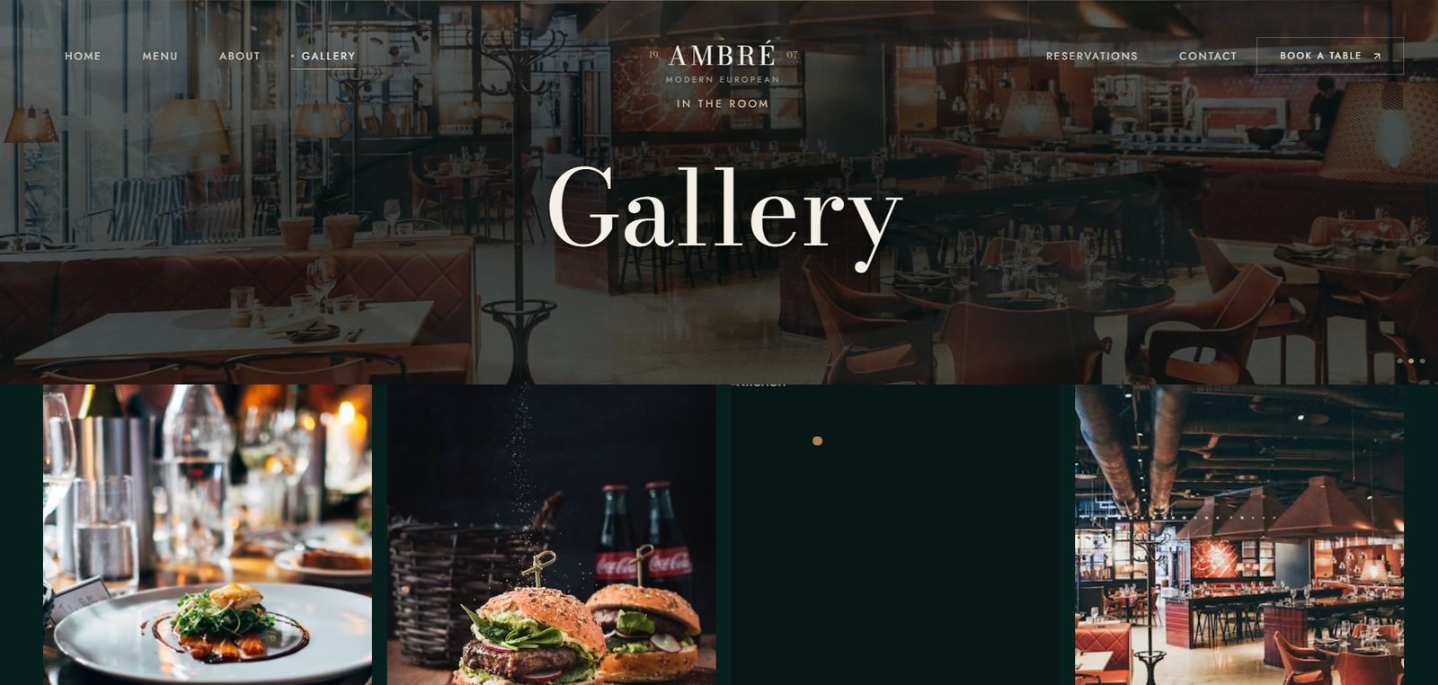 Amber Restaurant website screenshot 6