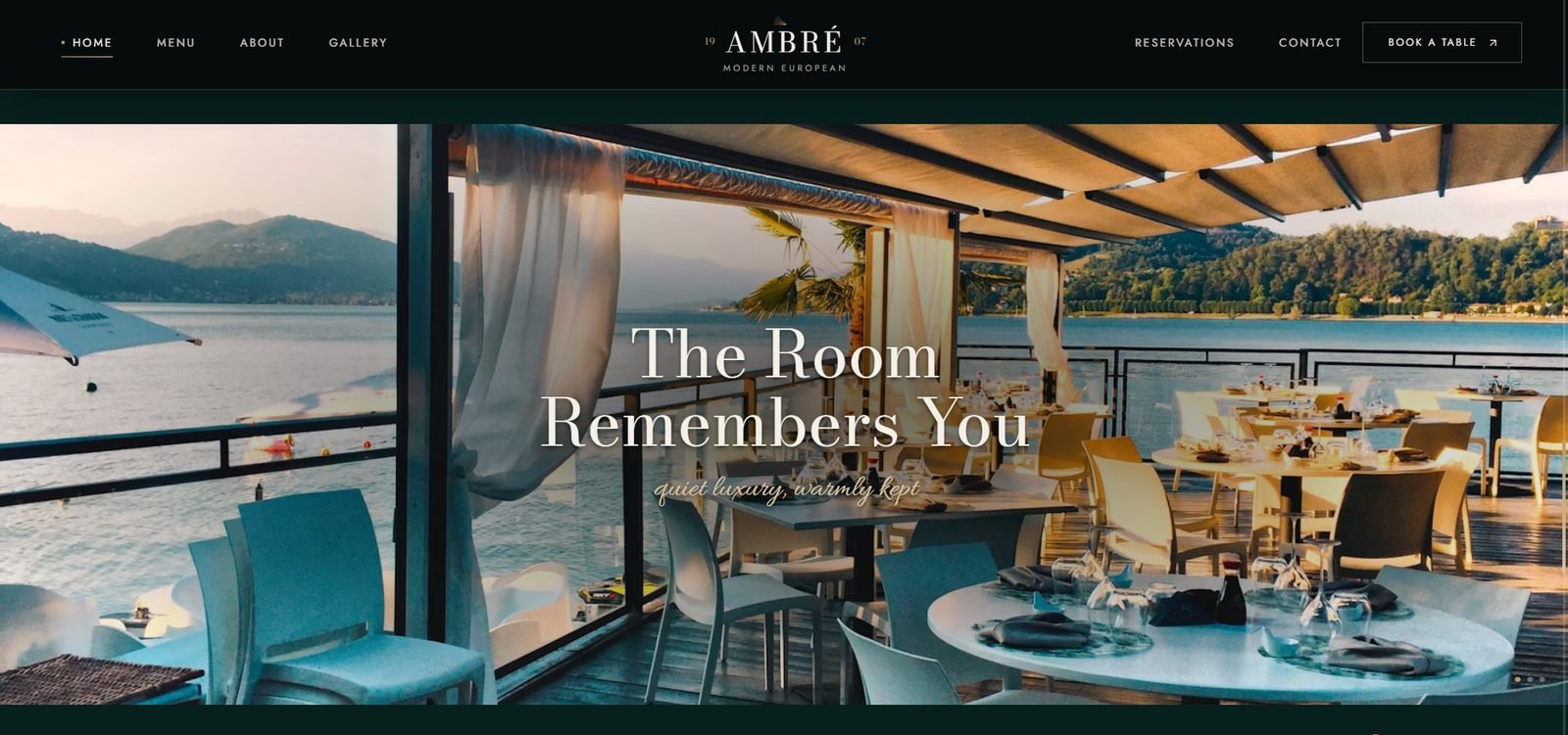 Amber Restaurant website screenshot 9