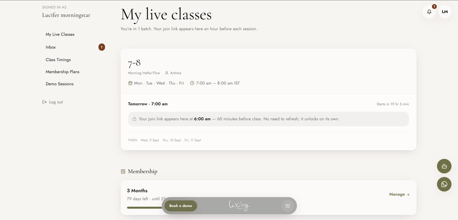 Living Yoga website screenshot 2