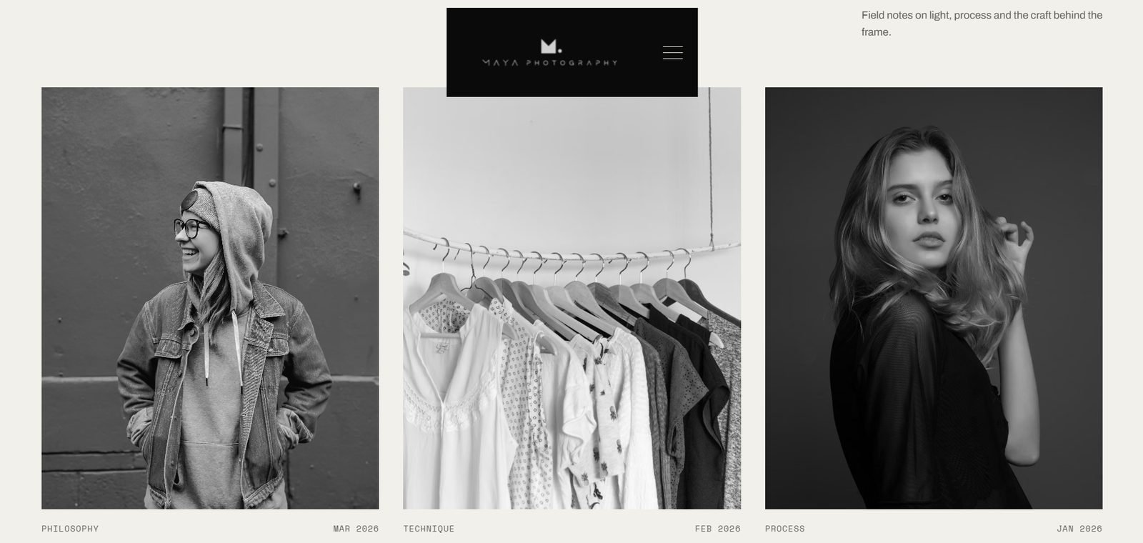Maya Photography website screenshot 2