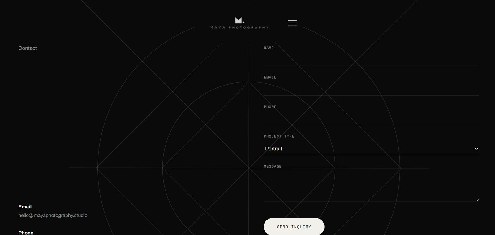 Maya Photography website screenshot 3