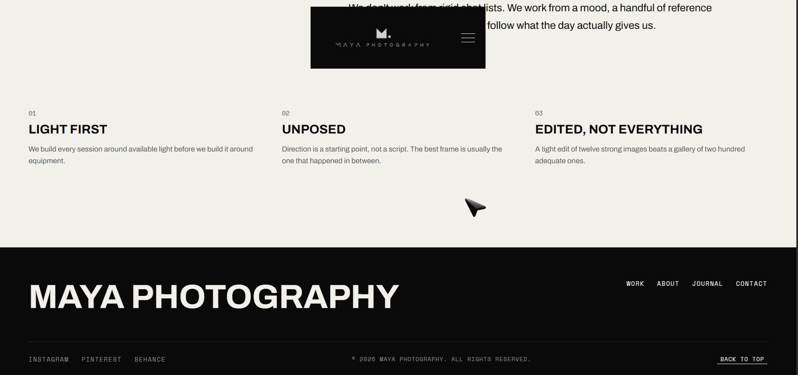 Maya Photography website screenshot 4