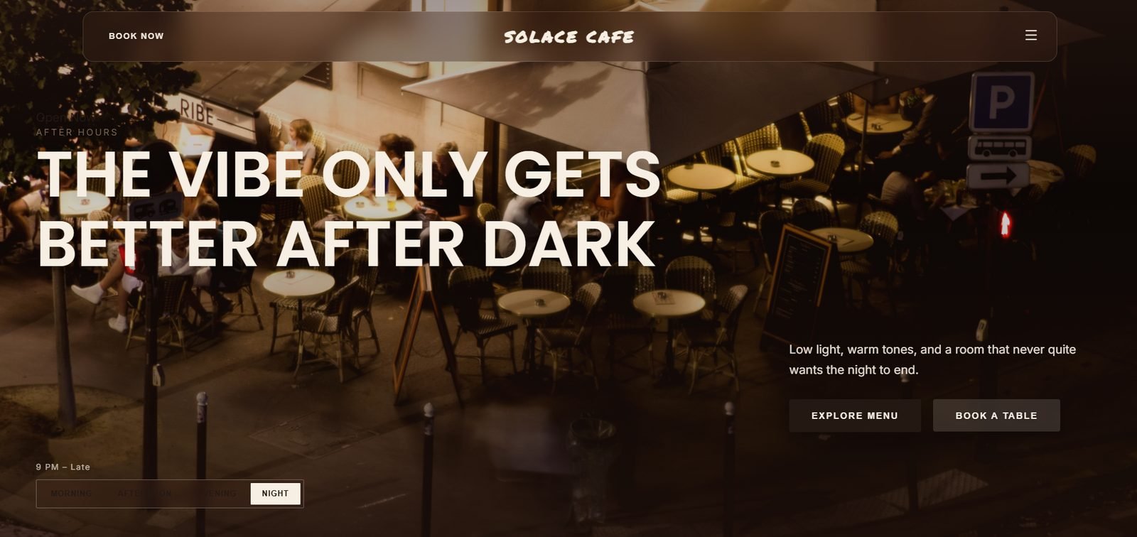 Solace Cafe homepage