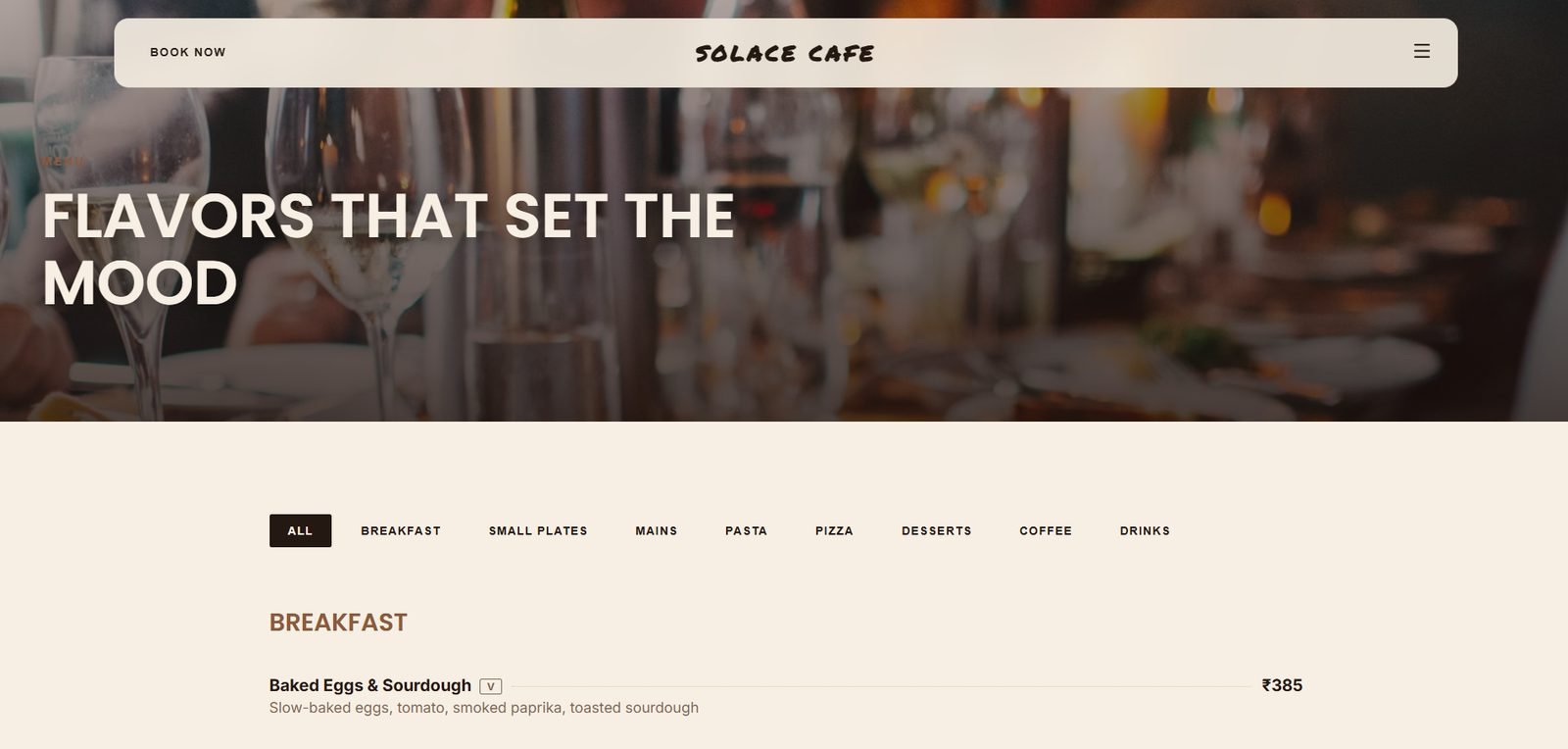 Solace Cafe website screenshot 12