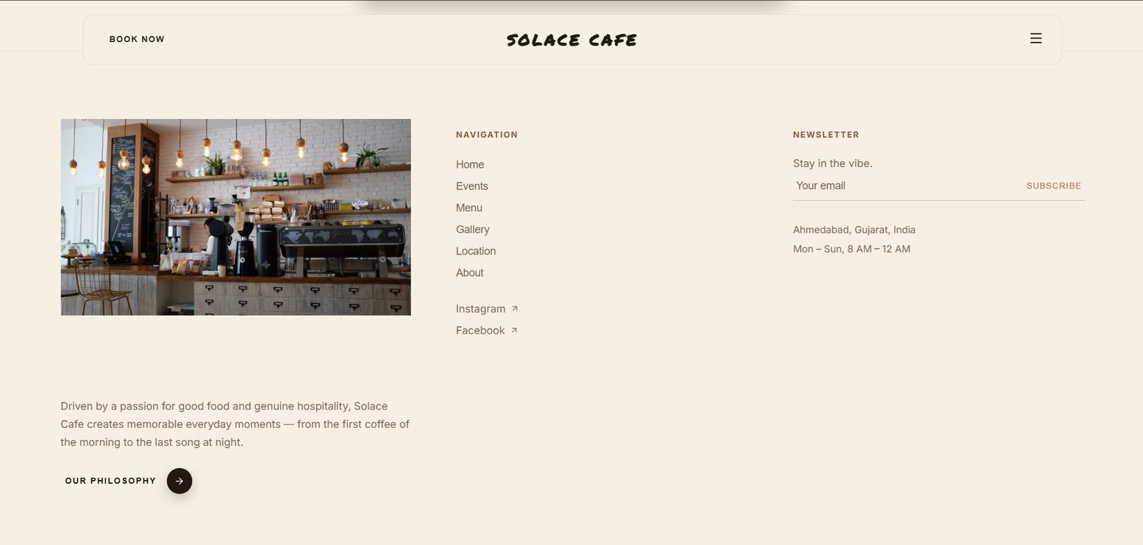 Solace Cafe website screenshot 13