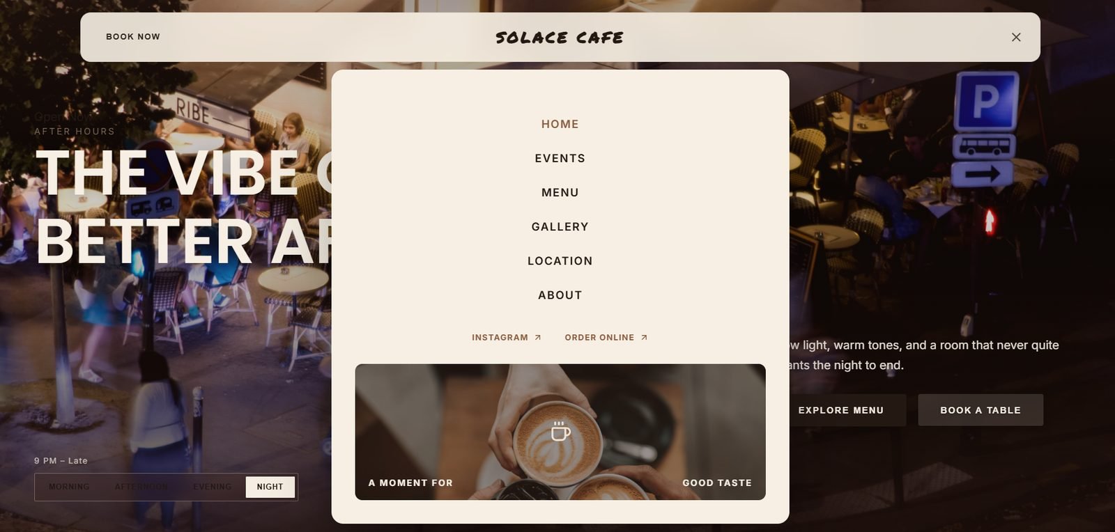 Solace Cafe website screenshot 5