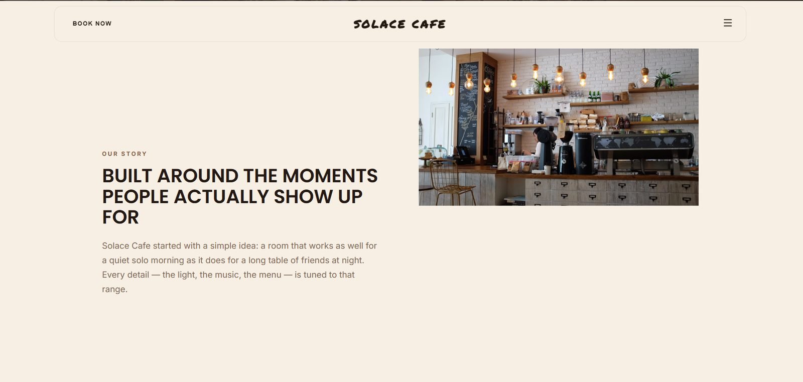 Solace Cafe website screenshot 6