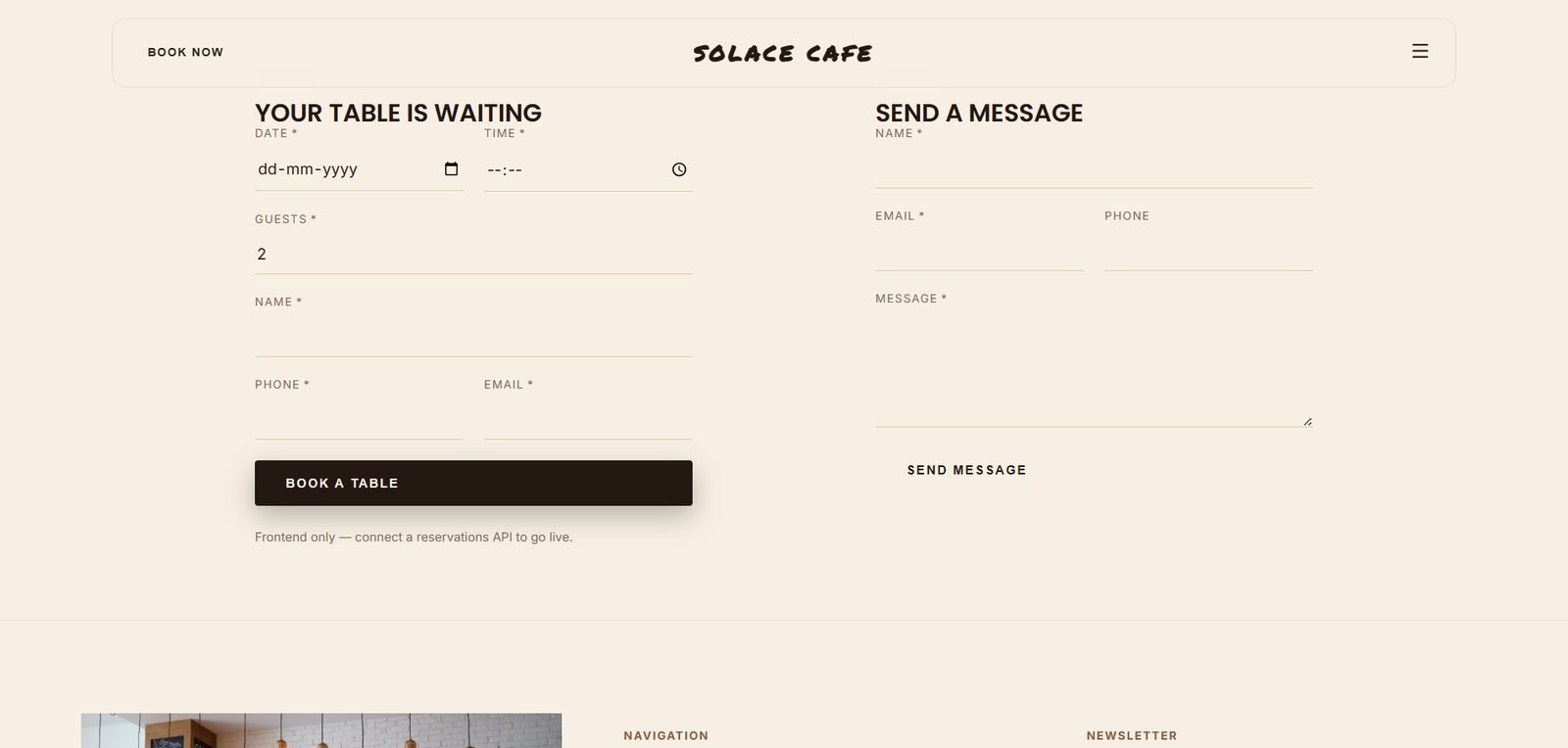 Solace Cafe website screenshot 7