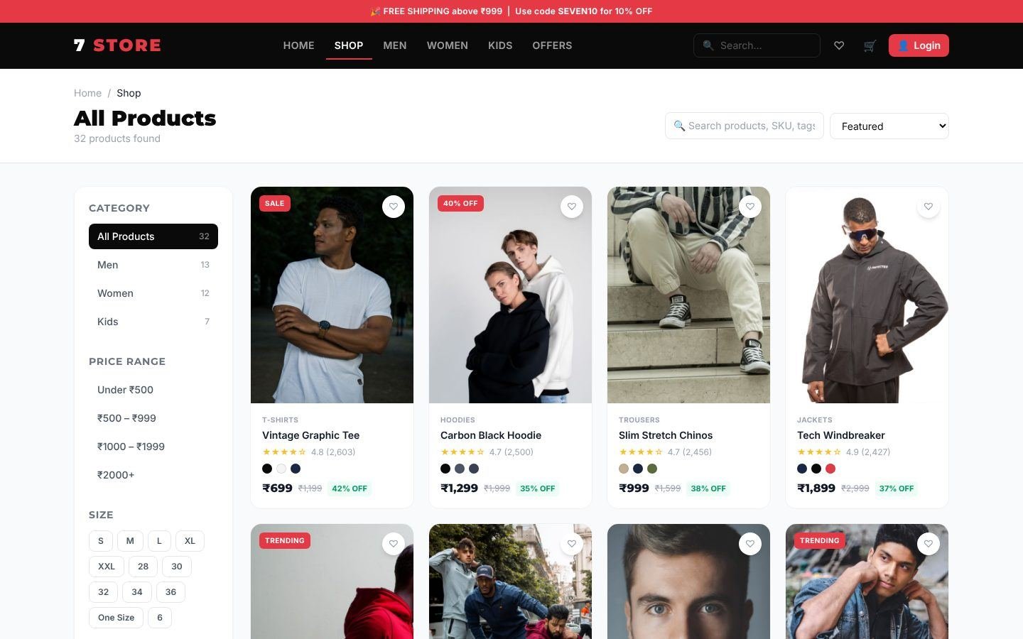 7 Store shop page with product grid