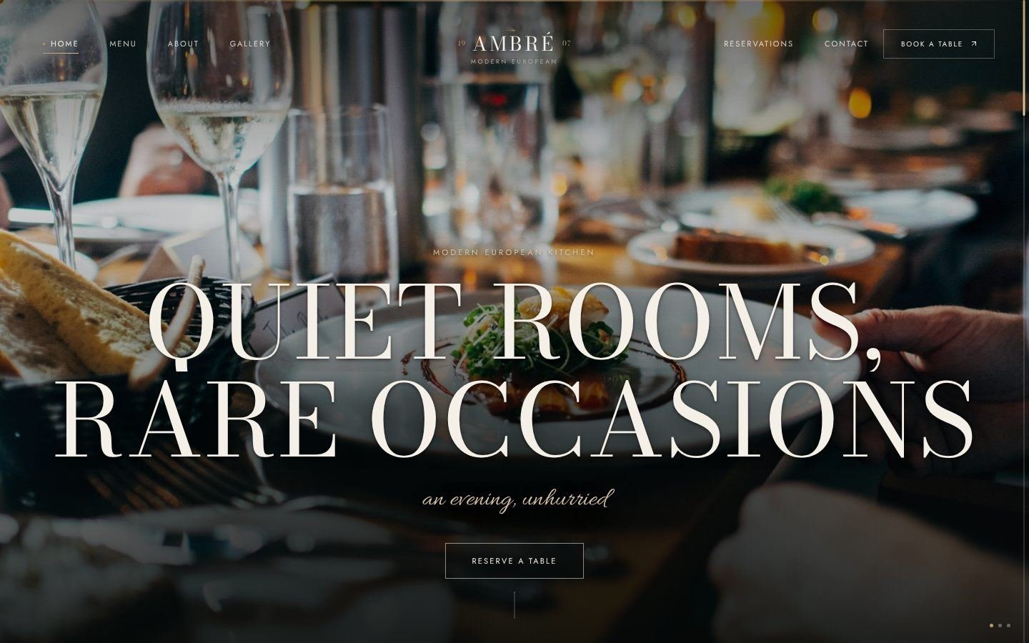 Ambré restaurant hero reading Quiet rooms, rare occasions