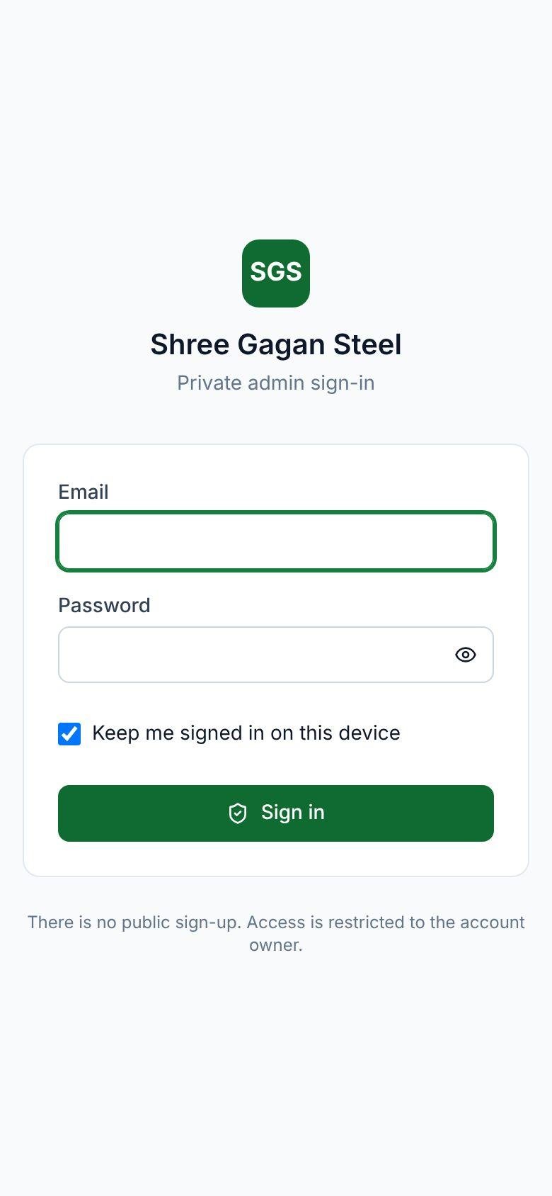 BillVault sign-in on a phone