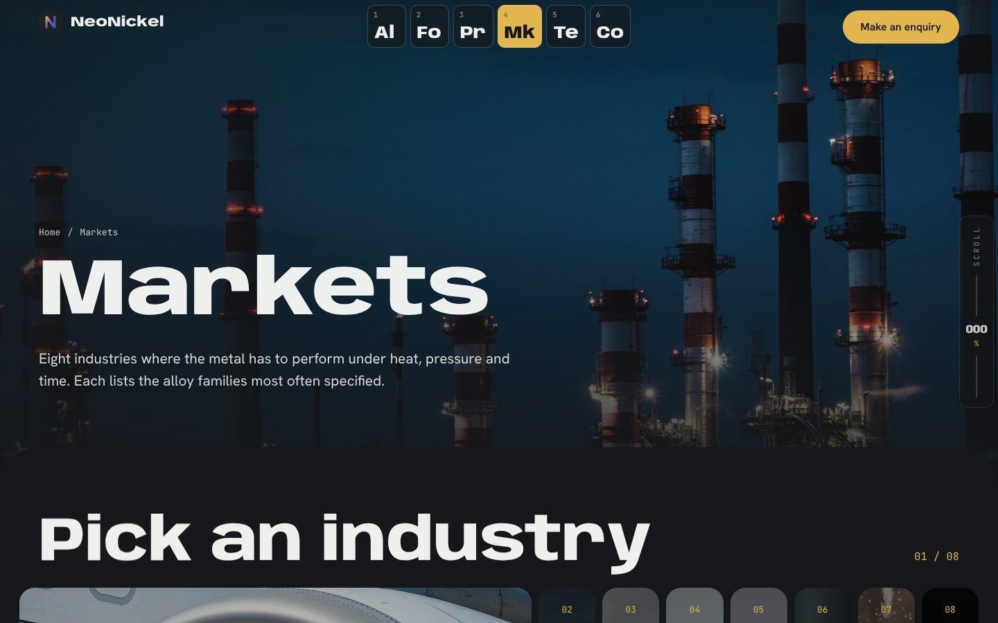 NeoNickel redesign markets page