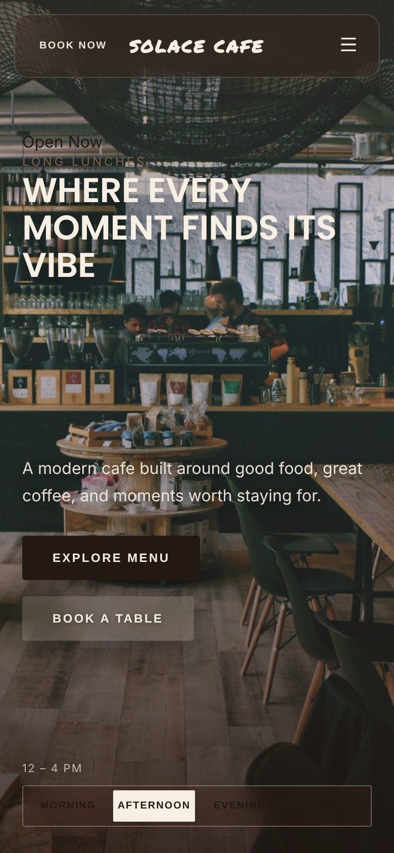 Solace Cafe on a phone