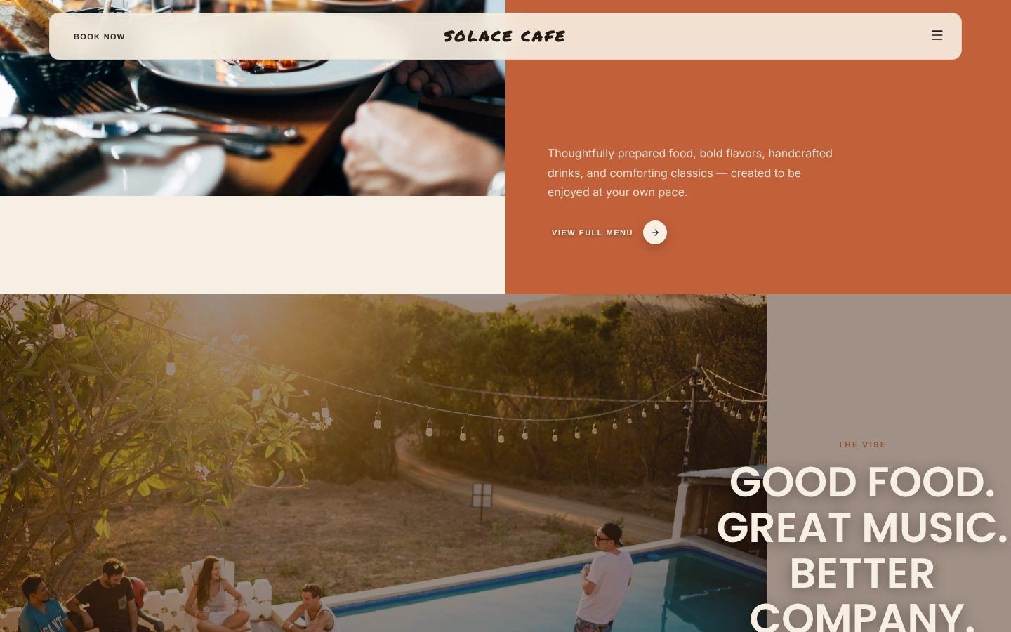 Solace Cafe mid-page section Good food, great music, better company